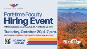 Blue Ridge Community College to Host Part-Time Faculty and Staff Hiring Event Oct. 20